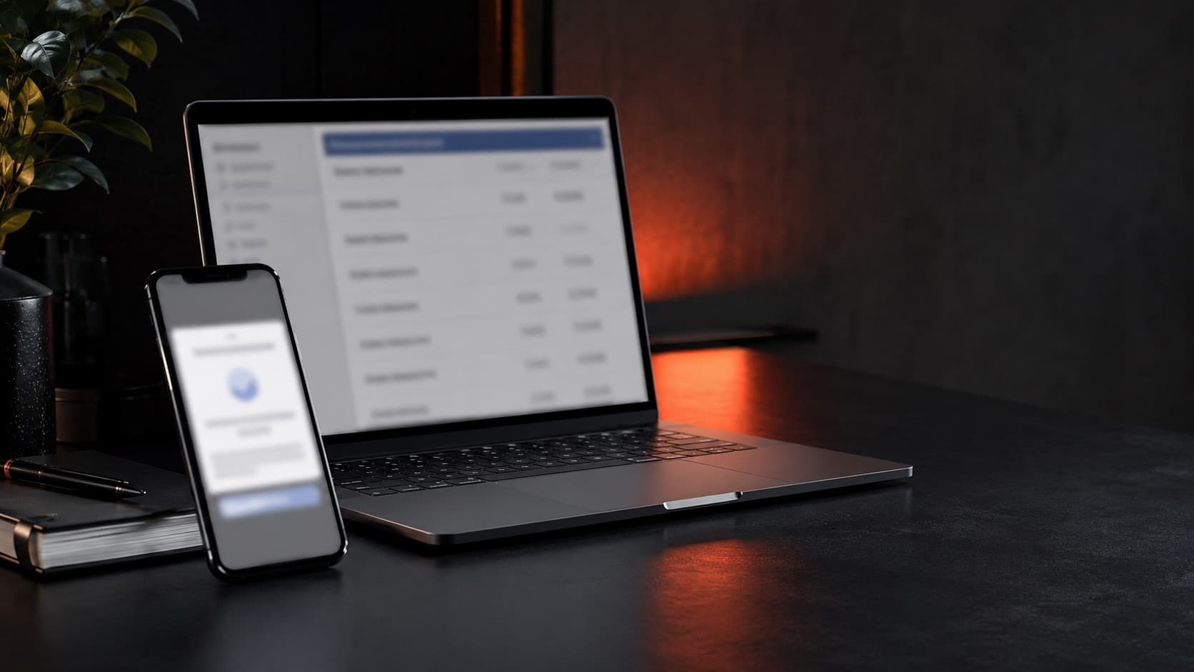 Una computadora portátil con un estado de cuenta y un celular con una notificación de pago — ingreso de creador cayendo en una cuenta personal