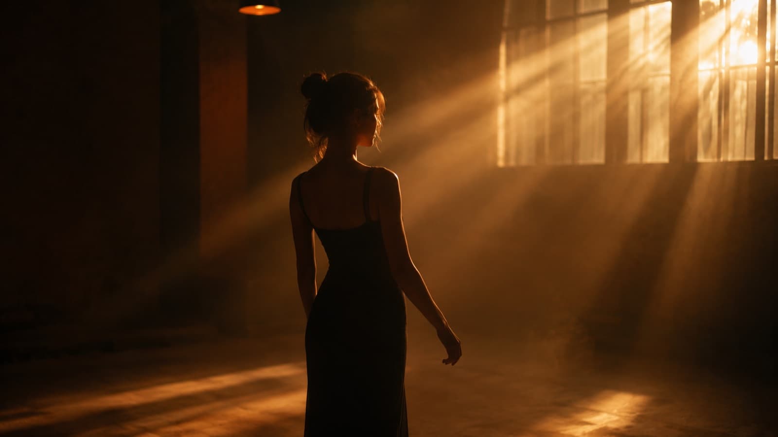Haces de luz visibles en un estudio con haze en el aire