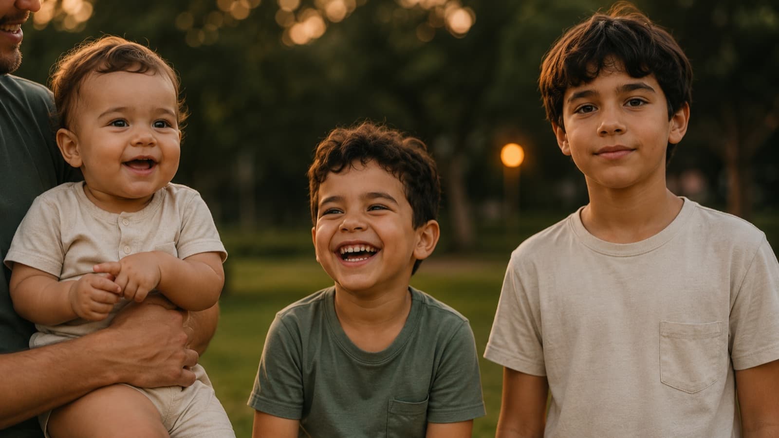 Children of different ages side by side — a baby, a child and a pre-teen